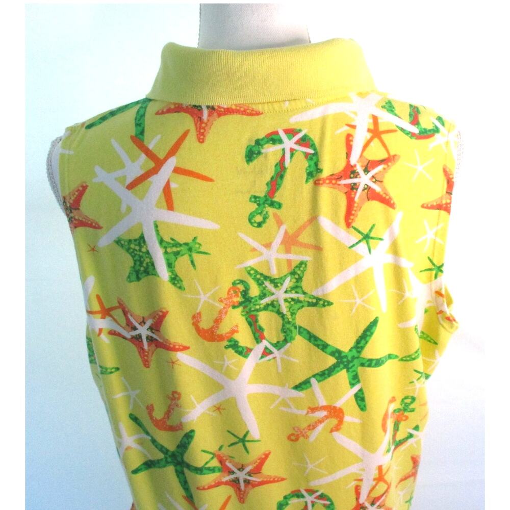 Palm Harbour Women's Sleeveless Yellow Starfish Stretch Polo Shirt Size Large - Picture 6 of 10
